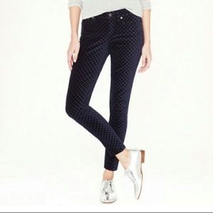 J. Crew Velvet Polka Dot Toothpick Pants